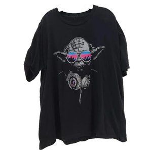 Men's DJ Master Yoda Pink Blue Black Star Wars T-Shirt Size 2XL XXL Soft Cotton